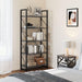5 Tiers Bookshelf, Industrial Artsy Grey Bookcase Bookshelves, Book Rack, Storage Rack Shelves Books Holder Organizer for Books Movies in Living Room Home Office, Charcoal Gray + Black