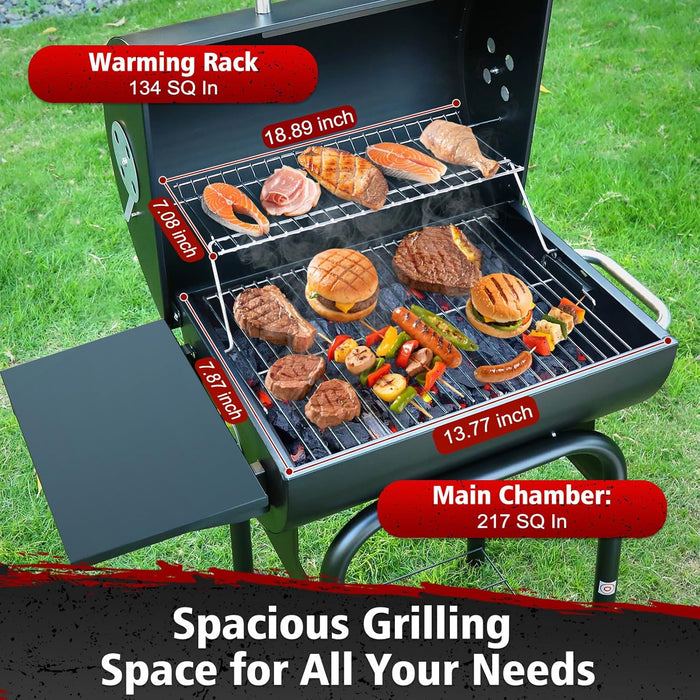 Barrel Barbecue Charcoal Grill: Premium Spacious Outdoor BBQ Grill with Side Table - Ideal for Patio Cooking Backyard Grilling Camping Picnics Tailgating Parties