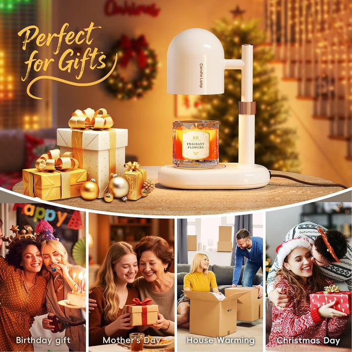 Candle Warmer Lamp with Timer Adjustable Height Flameless Aromatherapy Wax Melter, Cool-Touch Safe Night Light for Home Ambience