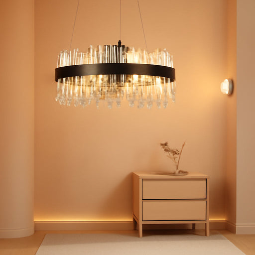 Black Crystalline Chandelier With 12 Lights 20Inch