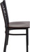 2 Pack HERCULES Series Black ''X'' Back Metal Restaurant Chair - Walnut Wood Seat