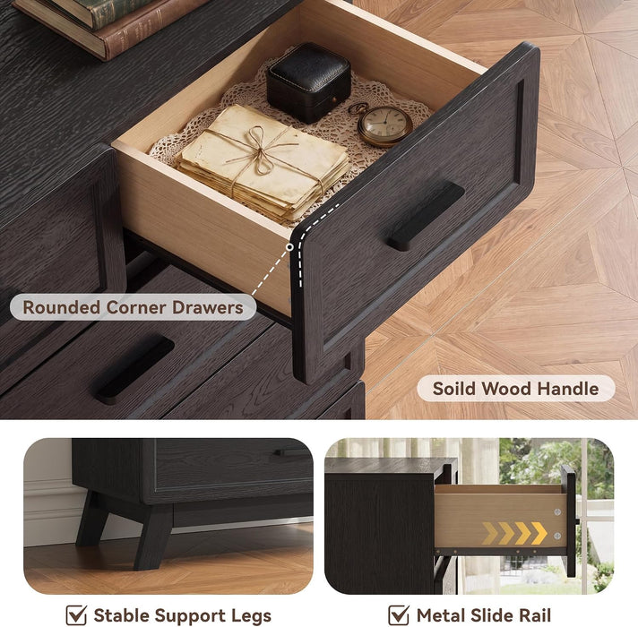 Black 6 Drawer Dresser for Bedroom, 47" Tall Chest of Drawers