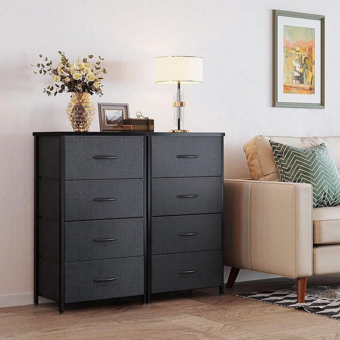 Black Compact Dresser Featuring SteelFrame And WoodenTop