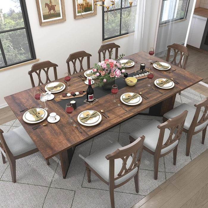 78Inch Large Dining Table for 6 8 People,Wooden Rectangular Kitchen Table W/Waterproof Tabletop,Large Rectangle Furniture W/Adjustable Legs,Brown Dinner Table for Kitchen Dining Room(78In)
