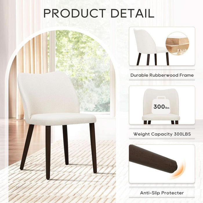 Upholstered Dining Chairs Set of 6, Modern Fabric Dining Room Kitchen Side Chair with Padded Seat and Wood Legs for Restaurant/Cafe, Beige