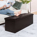 Folding Storage Ottoman Bench, Brown Faux Leather Long Storage Chest Footstool Seat, Bench for Bedroom and Hallway, 43.3"X15.7"X15.7"