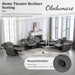 Leather Reclining Sofa Set,Home Theater Seating with Center Console,Flipped Middle Backrest,3 Seater for Living Room,Office,Home Theater,Rv (Grey)