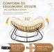 Oversized Wicker Rocking Chair Indoor Outdoor, 450 LBS Heavy Duty Patio Papasan Egg Chair with Cushion, E-Coated Frame Lounge Rocker for Balcony Porch Garden Living Room, Beige