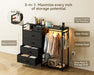 Black All-In-One Dresser With Clothes Rack Storage