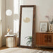 58X22In Full Length Mirror, 3-Tier Stepped Solid Wood Frame, Brown