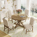 round Dining Table Set for 4-6, Extendable Kitchen Table Set with 4 Upholstered Chairs, Solid Wood Dining Table and Chairs Set for Kitchen, Dining Room, Natural