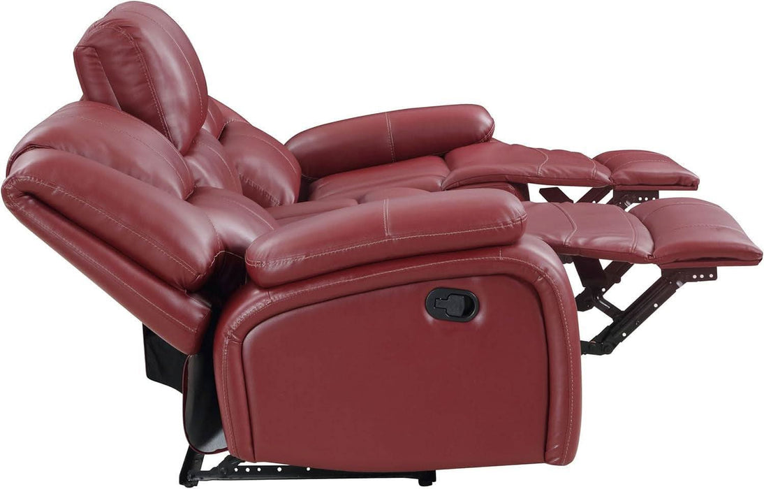 Coaster Home Furnishings - Camila - Fabric - Upholstered Motion Reclining Sofa with Wall-Hugger Design, Padded Armrests and Plump Cushions - Living Room - 30-Inch - Red - 610241