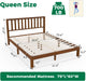 Solid Wood Queen Size Bed Frame with Headboard, Malaysian Oak Platform Bed Frame, Mid Century Modern Bedframe, No Box Spring Needed, Easy Assembly, Queen, Antique Espresso