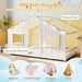 Twin Floor Bed LowProfile SolidWood LEDLights White