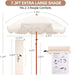7.3Ft Cream/White Boho Fringe Beach Umbrella, 8Mm Ribs, Sand Anchor