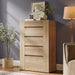 5 Drawer Dresser for Bedroom, 48" Tall Dresser Chest of Drawers with Thick Wood Design, Handleless, Modern Bedroom Dresser, Storage Organizer for Living Room/Entryway, Natural Oak