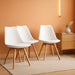 Set of 4 Dining Kitchen Mid-Century Modern Chairs with Wood Legs and PU Leather Cushion for Living Room Bedroom Outdoor Lounge, White