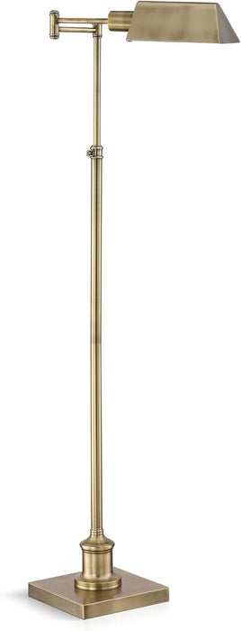 Jenson Traditional Farmhouse Metal Adjustable Pharmacy Floor Lamp Swing Arm 54" Tall Aged Brass Metal Shade Standing Pole Light for Living Room Reading House Bedroom Home Office