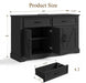 56" Farmhouse Black Buffet Cabinet with Charging Station