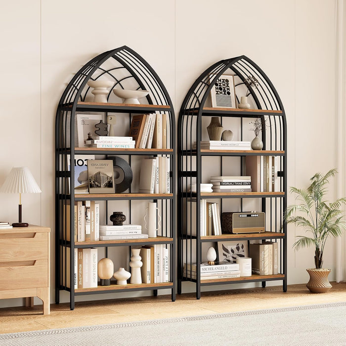 74.8" Tall Bookshelf, 5-Tier Heavy Duty Metal Rack, Large Load-Bearing Capacity, Versatile Shelf for Living Room, Kitchen, Bedroom, Bathroom, Study