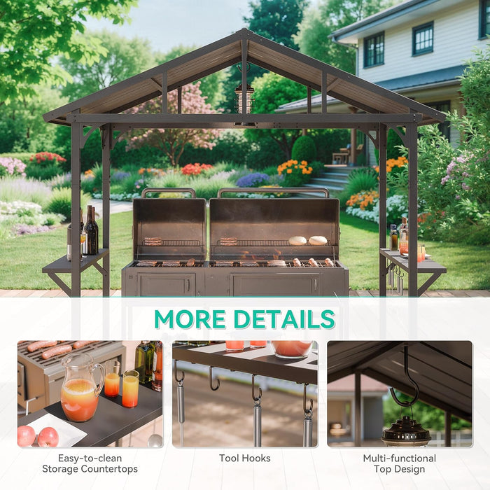 8x5ft AllWeather Outdoor Gazebo With Integrated Bar