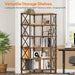 Corner Bookshelf, 6-Tier L-Shaped Bookcase, Industrial Open Display Shelf Tall Storage Organizer, Vertical Storage Rack, for Living Room, Home Office, Rustic Brown and Black BF61SJ01
