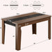 Farmhouse 71" Long Dining Table for 6-8 People, Marble Texture Finish Kitchen Table with Sturdy Wooden Frame, Rectangle Dining Table for Dining Room, Kitchen, Brown