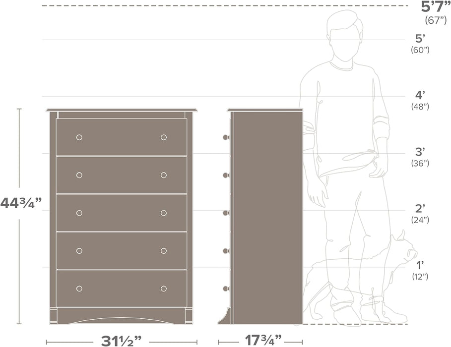 Espresso 5-Drawer Chest with Wide Top