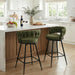 Bar Stools Set of 2 Upholstered Kitchen Counter Height Barstool Green | Chenille Fabric Foam Cushion with Woven Back, 28.8" High Comfy Modern & Farmhouse Swivel Breakfast Bar Islands Chairs, 300Lb