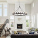 Black 48 Inch Wagon Wheel Chandelier IndustrialGrade