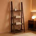 Walnut 5 Tier Ladder Bookshelf Rubberwood Durability