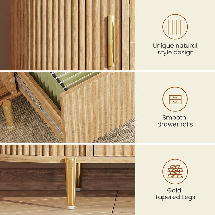 Natural Burlwood 39.4 Inch Filing Cabinet Organizer