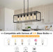 6 Light Black Chandeliers for Dining Room, Adjustable Height Linear Chandelier Kitchen Light Fixture, Modern Farmhouse Chandelier Rectangle Island Light for Kitchen Hanging Light Fixtures