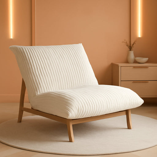 Oversized Chaise Lounge Chair Indoor, Modern 47.24" Plush Corduroy Deep Seat Reading Accent Chair, Comfy Giant Bean Bag Chairs for Adults, Single Sleeper Sofa Chairs for Living Room Bedroom, Beige