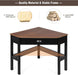 Corner Desk, Writing Corner Computer Table with Drawer for Small Space, Wood Makeup Vanity Desk, Small Corner Desk with Shelves, Office Study Workstation (Brown)