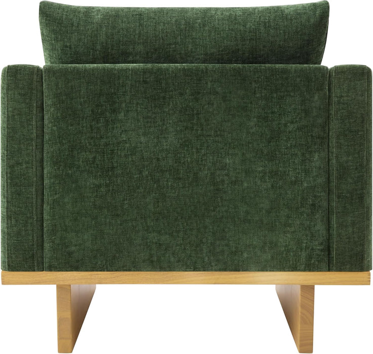 Green Solid Wood Frame Contemporary Cushioned Chair