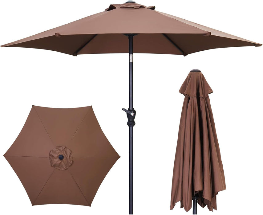 7.5Ft Patio Umbrella, Outdoor Umbrella Aluminum Market Table Umbrellas with Tilt, Crank and Sturdy Ribs for Lawn, Garden, Backyard and Pool