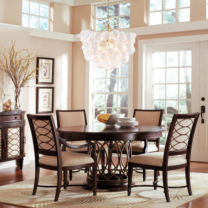 Gold Bubble Chandelier Lighting Dia 20" Swirled Clear Ribbed Hand Blown Glass Ball Chandeliers Hanging Decorative Light Fixture for Living Room Hallway Entryway Foyer Dining Room