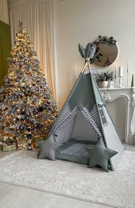 Kids Birthday Gift , Teepee Tent with Mat , Kids Teepee Tent for Girls or Boys , Protable Kids Playhouse Tent , Special Gift for Kid