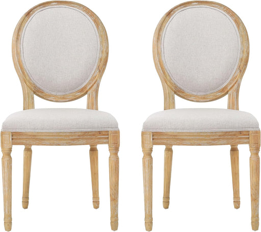 Phinnaeus Polyester Beige Fabric Dining Chair (Set of 2), 2-Pcs Set