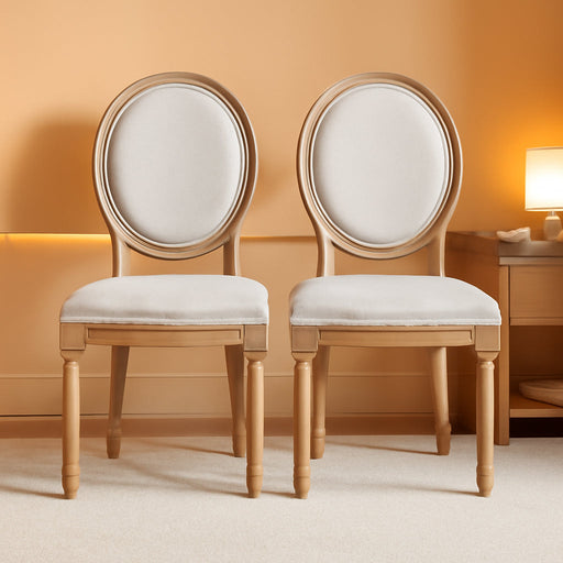 Phinnaeus Polyester Beige Fabric Dining Chair (Set of 2), 2-Pcs Set