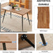 Modern Kitchen Dining Table Set for 4, 5 Pieces Wooden Breakfast Dining Table Set with 4 Upholsetered Boucle Dining Chairs Rattan Backrest,Metal Legs for Dining Room,Living Room
