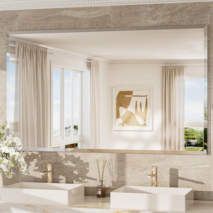 Bathroom Vanity Mirror Frameless with 1" Beveled Edge 60X36 In