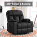 Oversized Swivel Rocker Recliner, Rocking Recliner Chair, Black