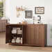 Farmhouse Brown Buffet Sideboard Cabinet with Storage - 55" Credenza, 4 Doors, Adjustable Shelves - Modern Console Table for Kitchen, Dining Room, Living Room, Coffee Bar, Brown