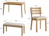 4-Piece Farmhouse Dining Set, Wooden Table with 2 Chairs, Bench Seat, Mid-Century Modern Wooden Table & Upholstered Chair Set for Home, Kitchen, Dining Room, Solidwood Legs