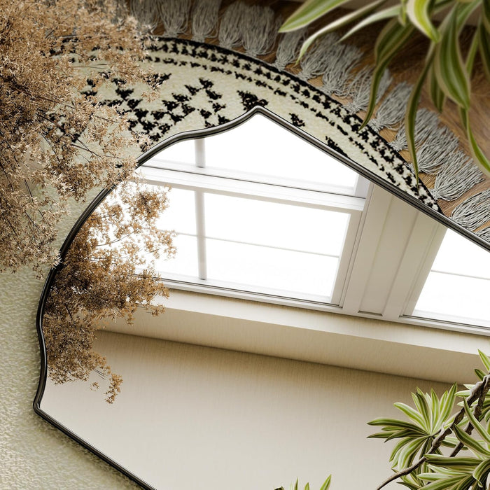 Arched Full Length Mirror Full Body Mirrors with Unique Scalloped Corner Design 24 X 65 Inch Wall Mirror Full Length for Bedroom Living Room Black
