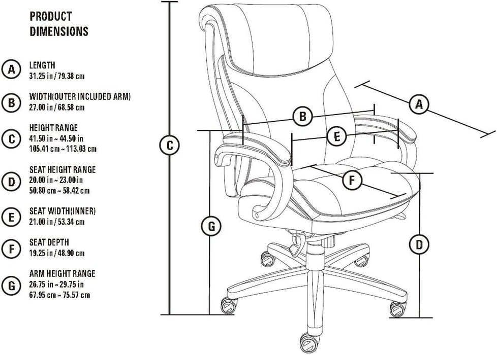 Bellamy Executive Office Chair with Memory Foam Cushions, Solid Wood Arms and Base, Waterfall Seat Edge, Bonded Leather, Brown