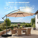 10Ft Solar LED Cantilever Patio Umbrella with Base Included, Premium 220GSM Solution-Dyed Fabric, 5-Year Fade-Resistant, 30 MPH Windproof, 45° Infinite Tilt and Crank for Outdoor Pool (Beige)