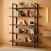 Heavy Duty 5 Tier Industrial Bookcase for Home Office, Rustic Brown | 47" Wide Wood Bookshelf,120 Lbs Shelf Capacity, Rustic Open Shelving Display,3Cm Upgraded Thicken Board,Easy to Assemble
